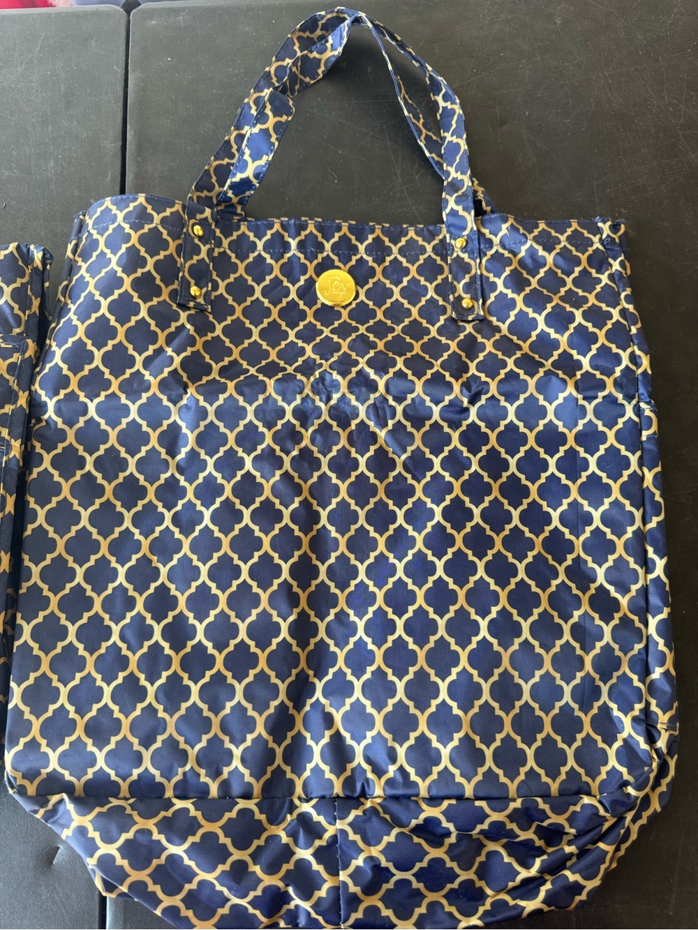 Joy Mangano Shopper Tote W/RFID Protection & Roll-up Travel Organizer